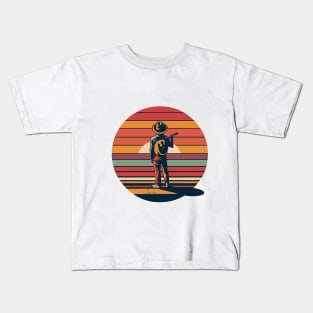 Music man in sunset background music lover Kids T-Shirt